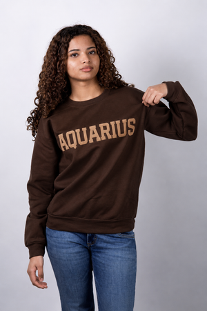 Chocolate Zodiac Puff Print Crewneck