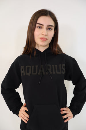 Black Zodiac Puff Print Hoodie