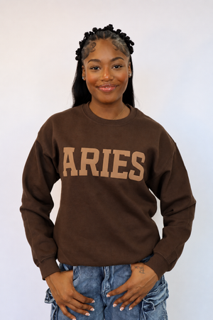 Chocolate Zodiac Puff Print Crewneck