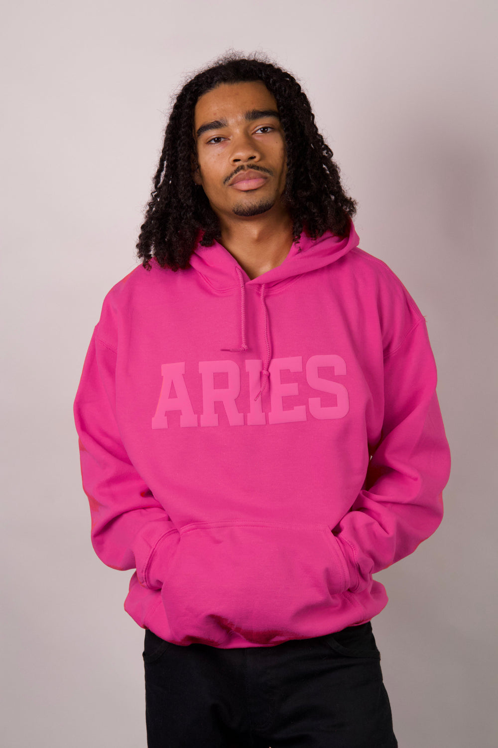 Pink Zodiac Puff Print Hoodie