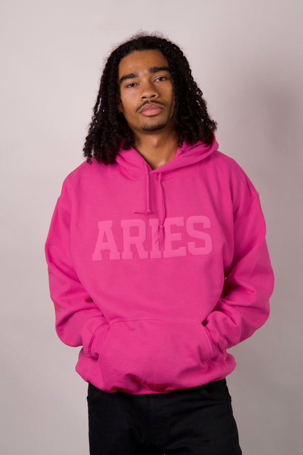 Pink Zodiac Puff Print Hoodie