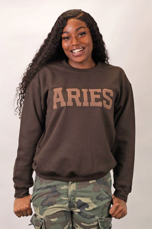 Chocolate Zodiac Puff Print Crewneck