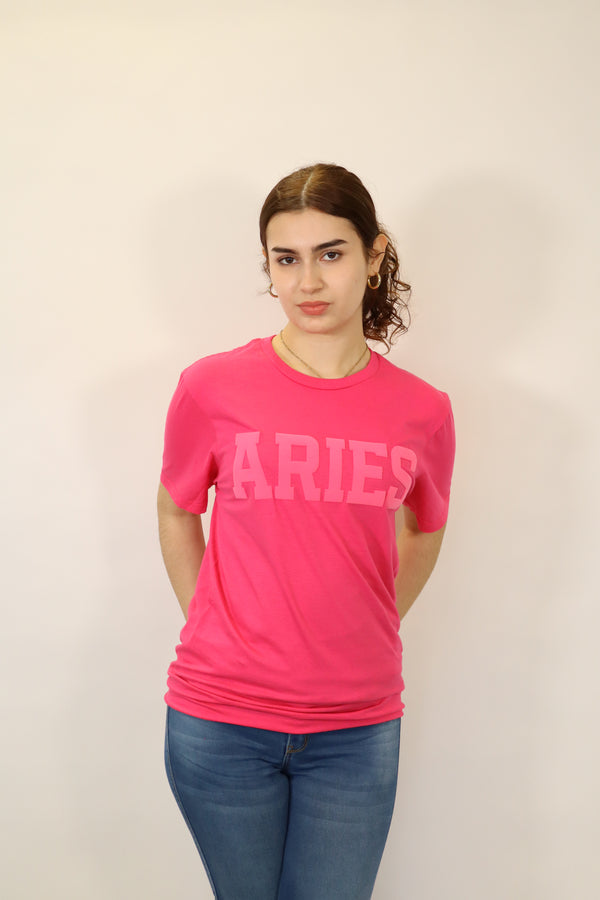 Pink Zodiac Puff Print T-Shirt