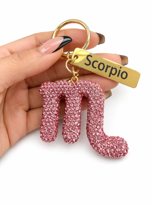 Zodiac Bedazzled Bag Charm/Keychain