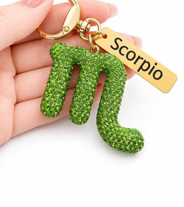 Zodiac Bedazzled Bag Charm/Keychain