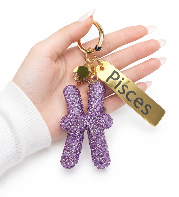 Zodiac Bedazzled Bag Charm/Keychain