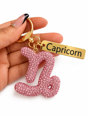 Zodiac Bedazzled Bag Charm/Keychain