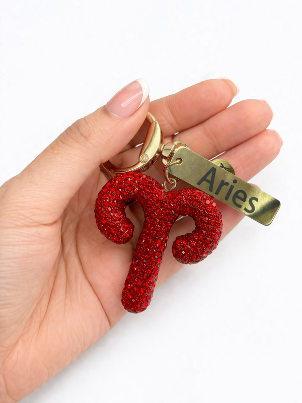 Zodiac Bedazzled Bag Charm/Keychain