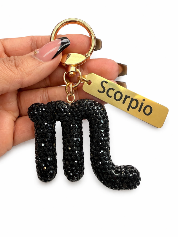 Zodiac Bedazzled Bag Charm/Keychain