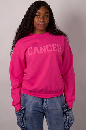 Pink Zodiac Puff Print Crewneck
