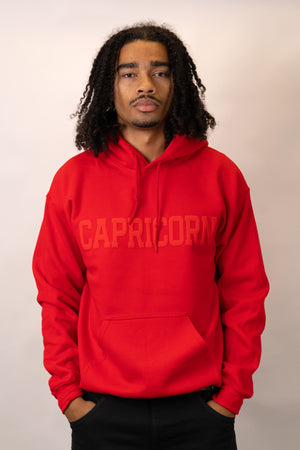 Red Zodiac Puff Print Hoodie