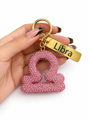 Zodiac Bedazzled Bag Charm/Keychain