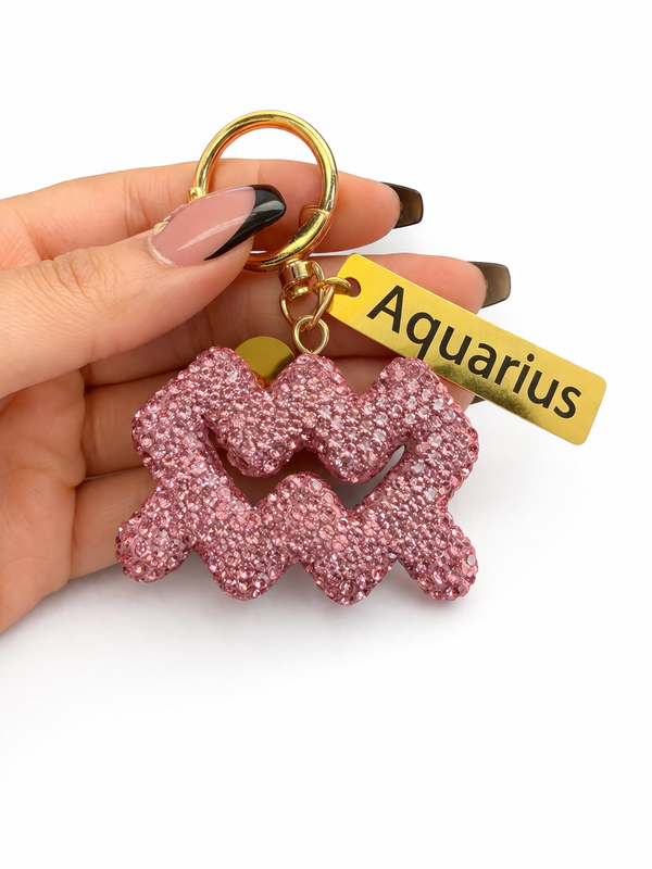 Zodiac Bedazzled Bag Charm/Keychain