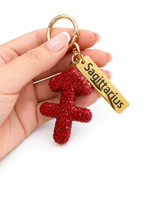 Zodiac Bedazzled Bag Charm/Keychain