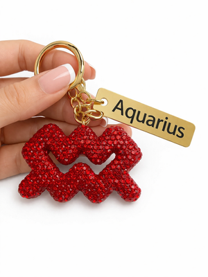 Zodiac Bedazzled Bag Charm/Keychain