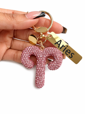 Zodiac Bedazzled Bag Charm/Keychain