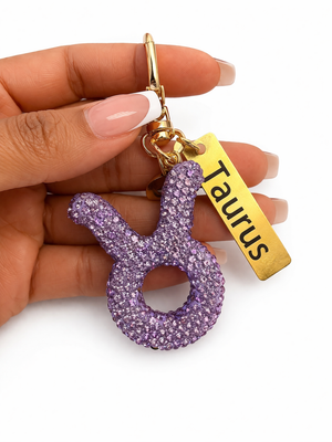 Zodiac Bedazzled Bag Charm/Keychain