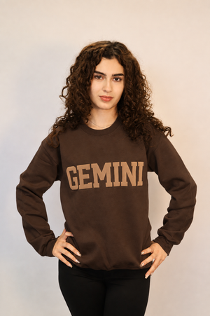 Chocolate Zodiac Puff Print Crewneck