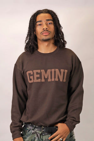 Chocolate Zodiac Puff Print Crewneck
