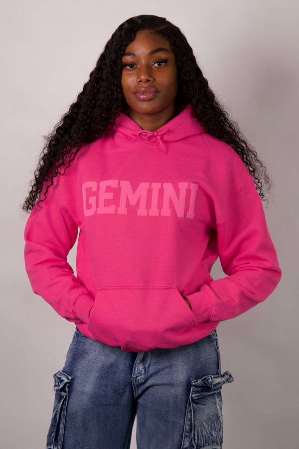 Pink Zodiac Puff Print Hoodie