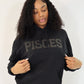 Black Zodiac Puff Print Hoodie