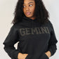 Black Zodiac Puff Print Hoodie