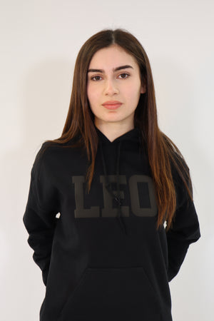Black Zodiac Puff Print Hoodie