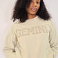 Sand Zodiac Puff Print Crewneck