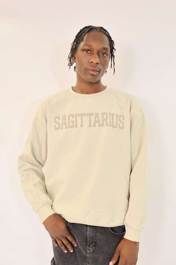 Sand Zodiac Puff Print Crewneck
