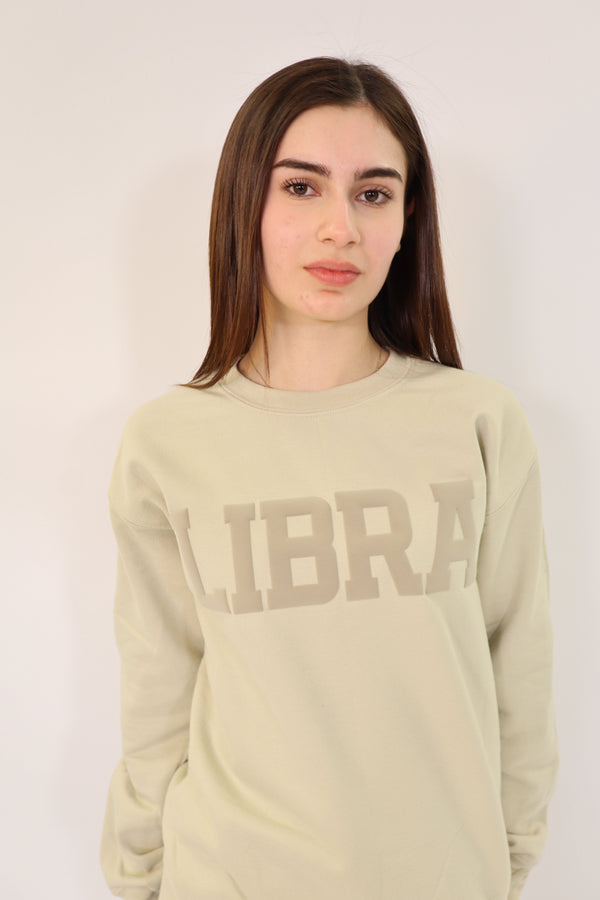 Sand Zodiac Puff Print Crewneck