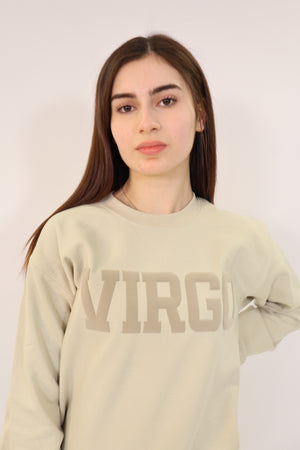 Sand Zodiac Puff Print Crewneck