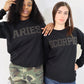 Black Zodiac Puff Print Crewneck
