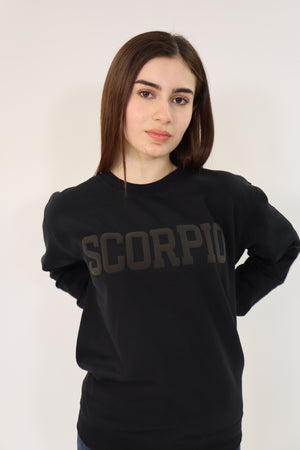 Black Zodiac Puff Print Crewneck