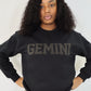 Black Zodiac Puff Print Crewneck