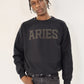 Black Zodiac Puff Print Crewneck
