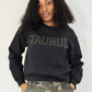 Black Zodiac Puff Print Crewneck