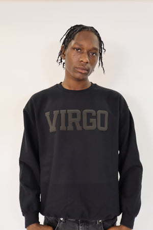 Black Zodiac Puff Print Crewneck