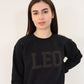Black Zodiac Puff Print Crewneck