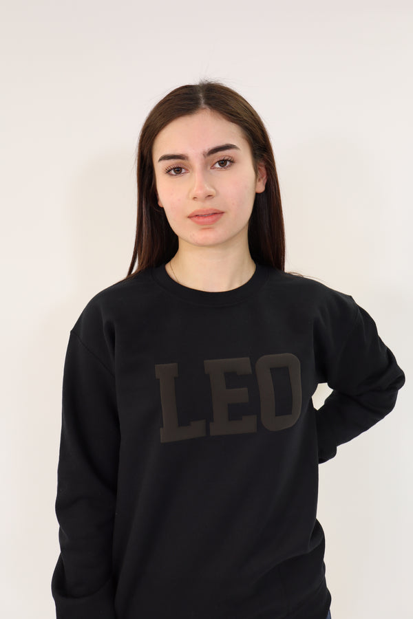 Black Zodiac Puff Print Crewneck