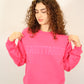 Pink Zodiac Puff Print Crewneck