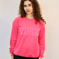 Pink Zodiac Puff Print Crewneck