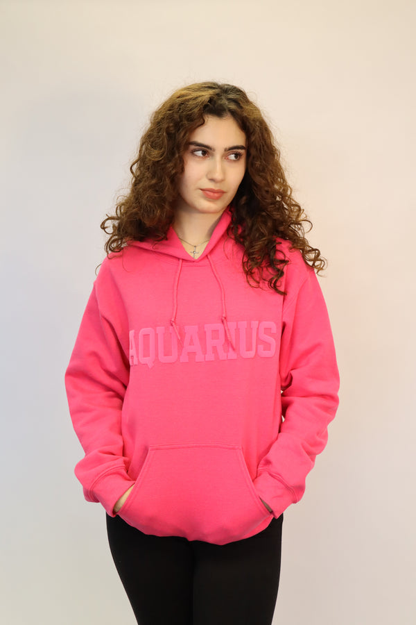 Pink Zodiac Puff Print Hoodie