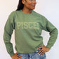 Olive Green Zodiac Puff Print Crewneck