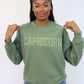 Olive Green Zodiac Puff Print Crewneck