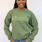 Olive Green Zodiac Puff Print Crewneck