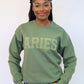 Olive Green Zodiac Puff Print Crewneck