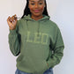 Olive Green Zodiac Puff Print Hoodie