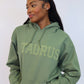 Olive Green Zodiac Puff Print Hoodie