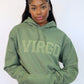 Olive Green Zodiac Puff Print Hoodie