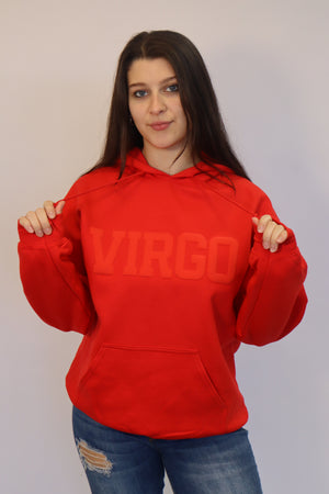 Red Zodiac Puff Print Hoodie
